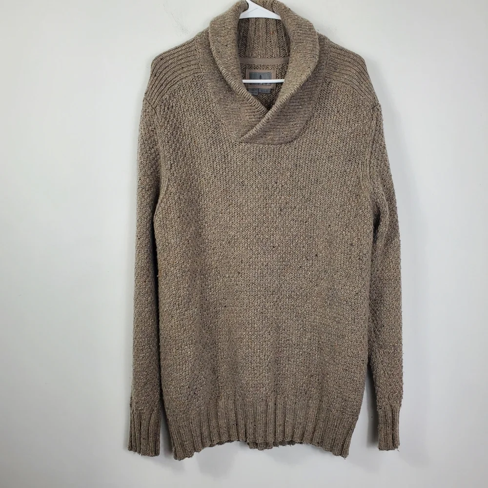 Royal Robbins Beige Shawl Collar Sweater Mens Size L Merino Wool Blend Classic - Picture 1 of 6
